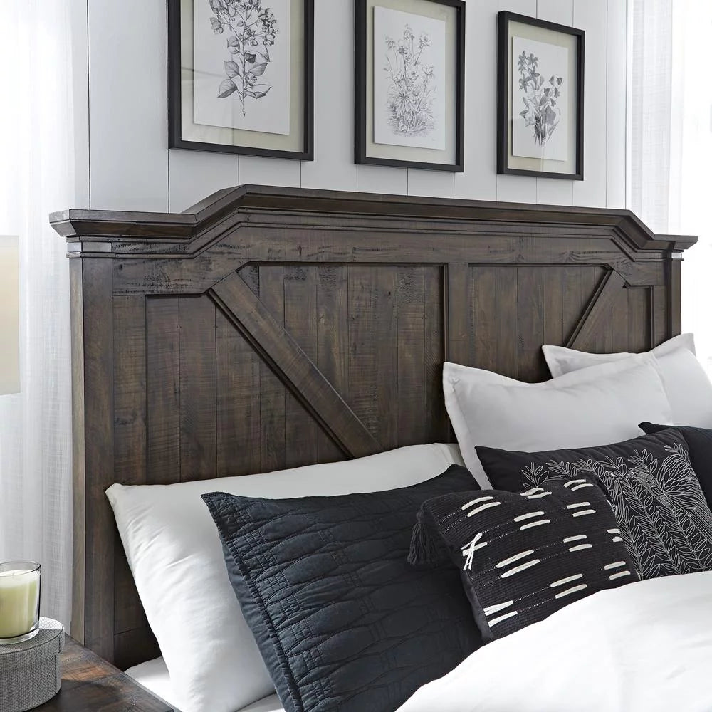 Rustic Brown Wood Queen Panel Headboard S641615