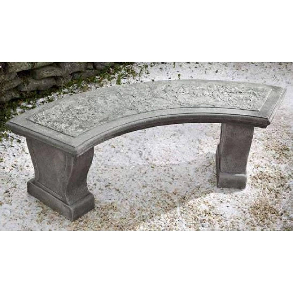 Grey Stone Curved Leaf Bench L171