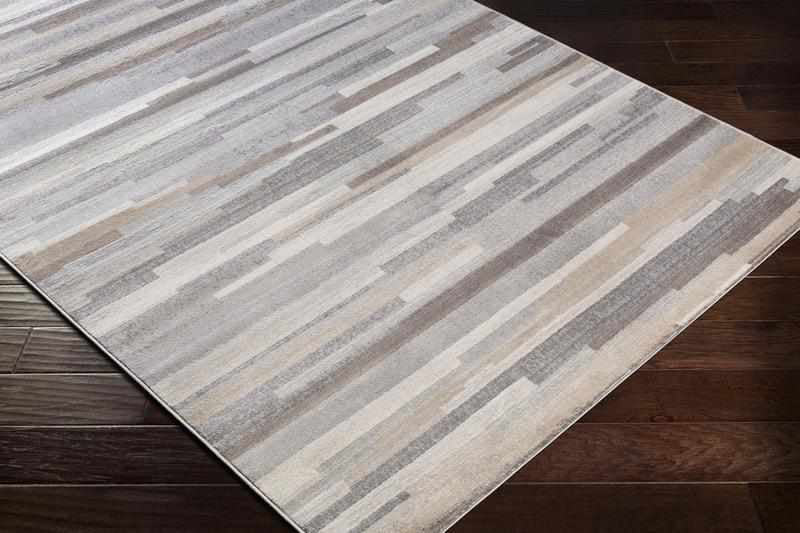 6x9 Gray Tan White Area Rug W678646