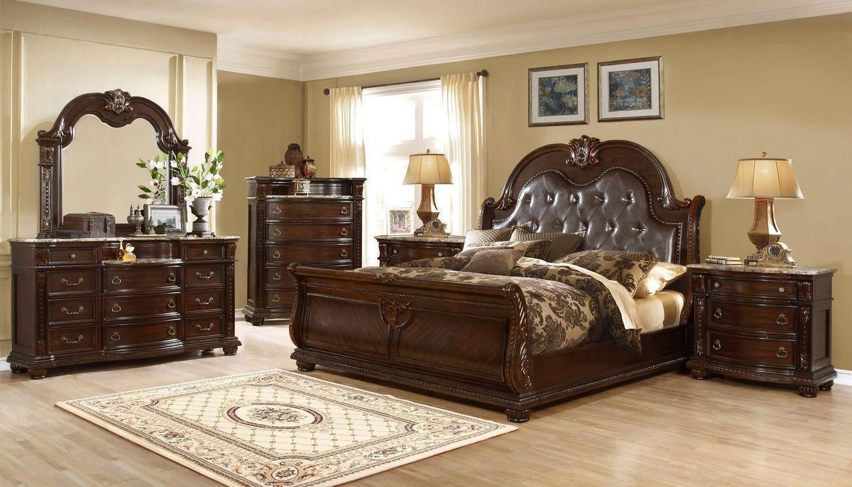 Dark Cherry 11-Drawer Dresser with Mirror U28586