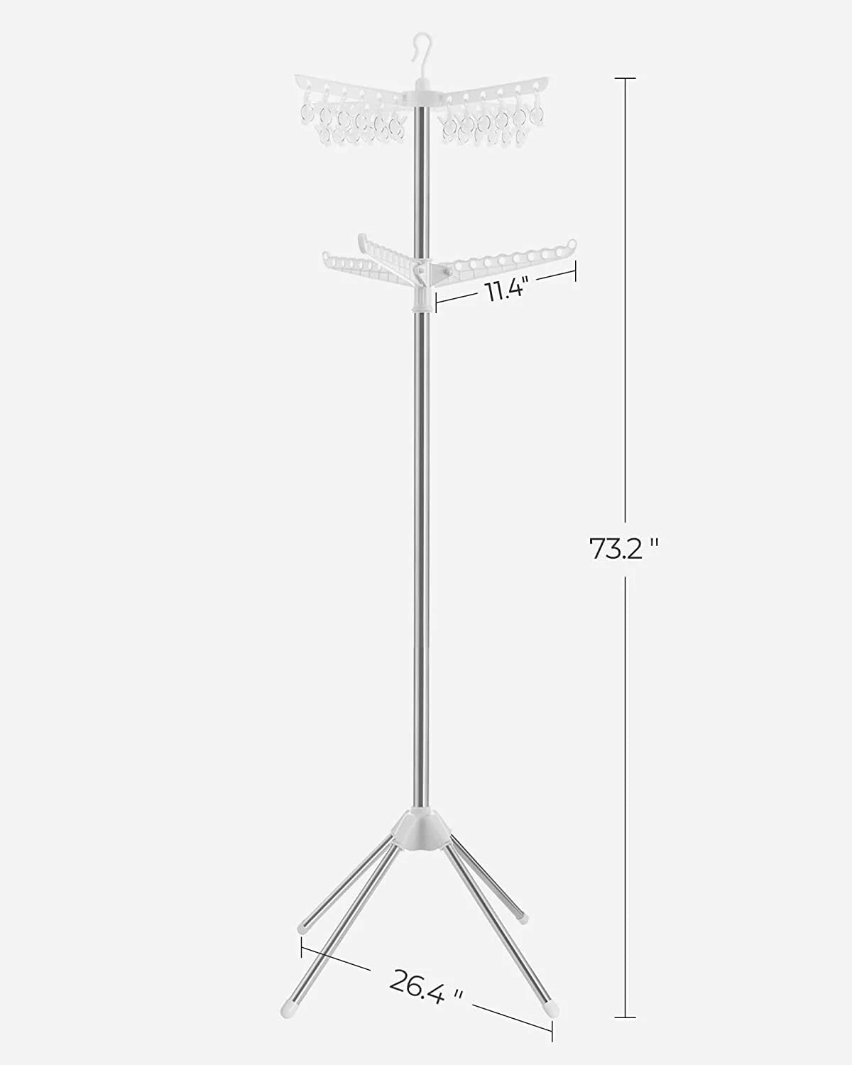 2-Tier Foldable Laundry Drying Rack with 27 Clips Stainless Steel X7634