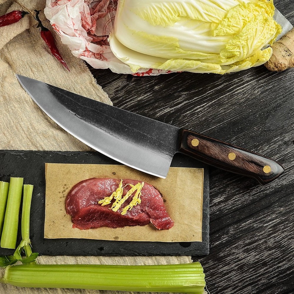 Hand Forged Butcher Knife with Leather Sheath P441554