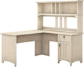 60W L Shaped Desk with Hutch in Cape Cod Gray C25067