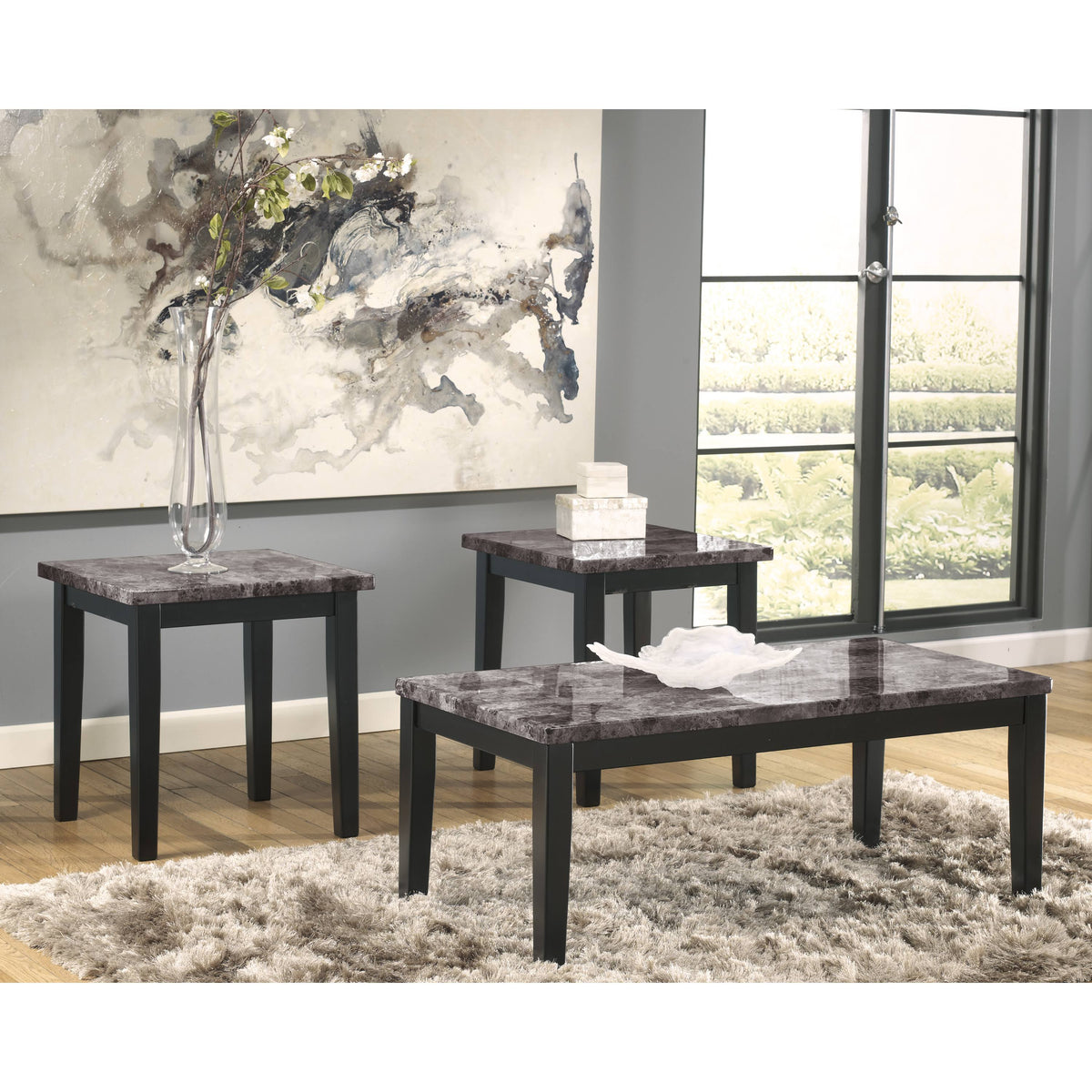 3-Piece Occasional Table Set Black X53606