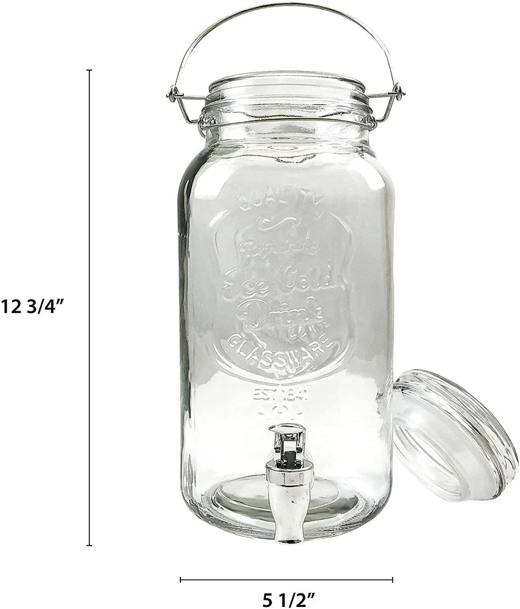 Set of 2 Glass Beverage Dispensers with Spigot S276