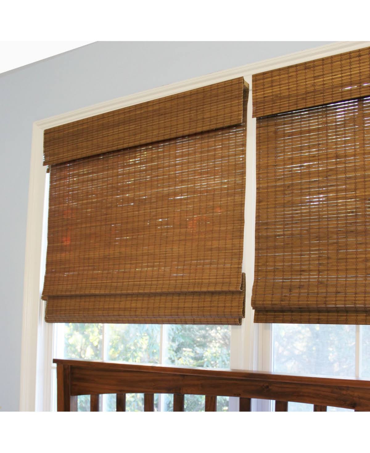 Cordless Maple Bamboo Roman Shade with Valance 35 in. W x 64 in. L K368065