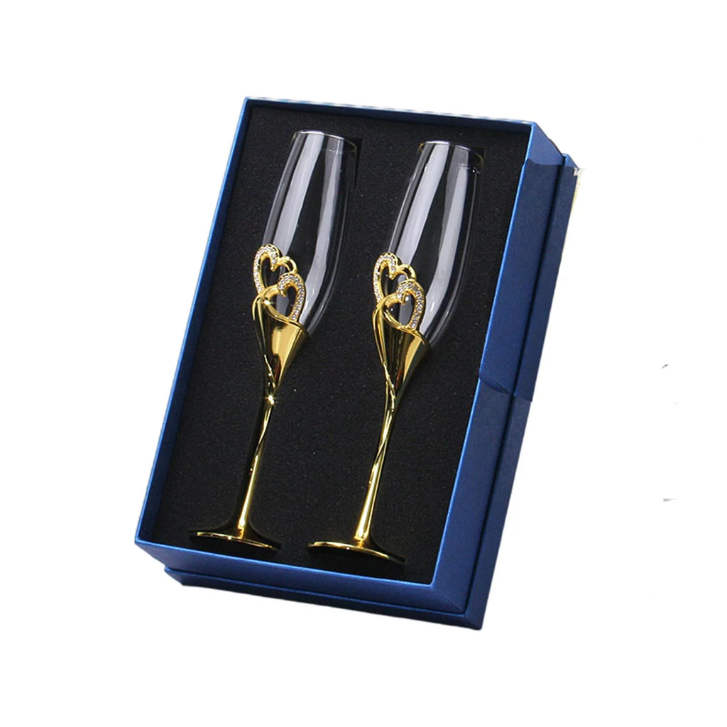 Champagne Flutes Glass Set of 2 Hand Blown Crystal P1068