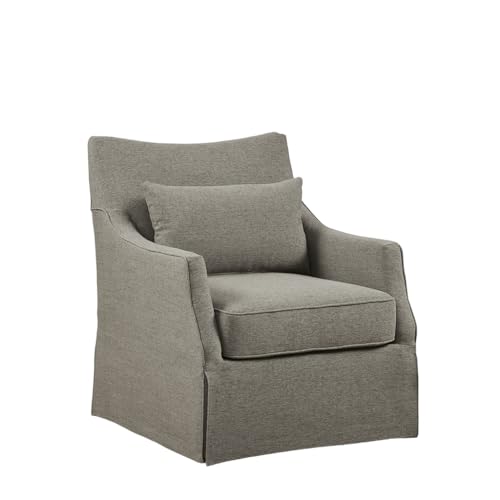 Beige Swivel Accent Armchair with Lumbar Pillow D422
