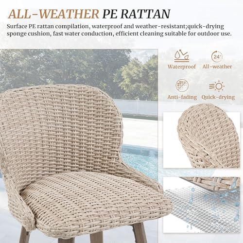 Apricot PE Rattan Swivel Bar Stools Set of 4 U1834