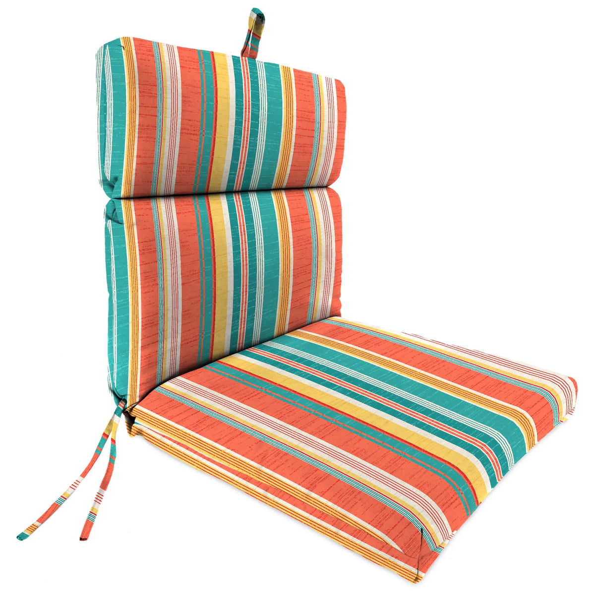Mulberry Red Stripe Rectangular Outdoor Chair Cushion with Ties V680
