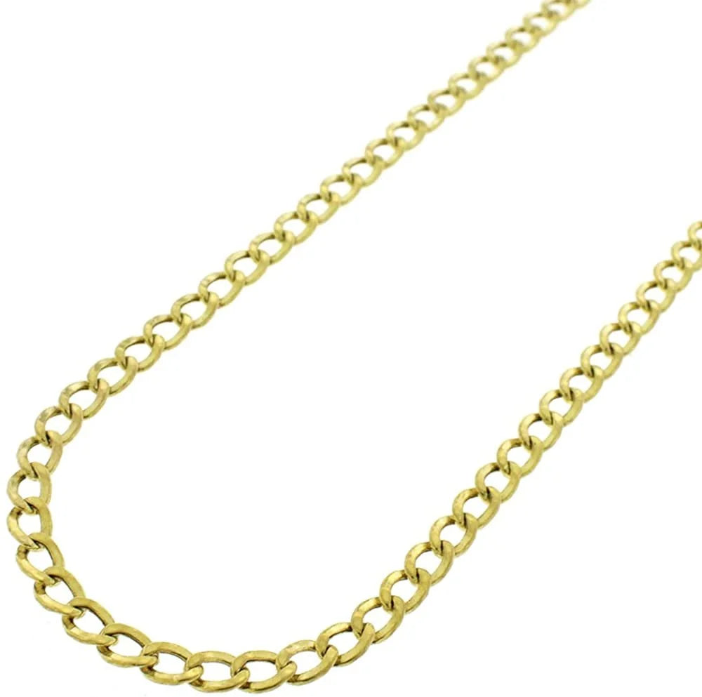 14K Yellow Gold 3.5mm Hollow Cuban Chain Necklace P67794