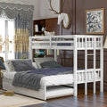 White Twin Bunk Bed with Trundle J6889