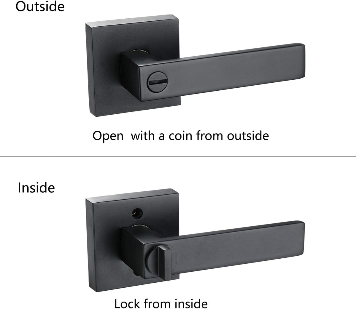 Matte Black Door Lock Lever Handle 4 Pack L968