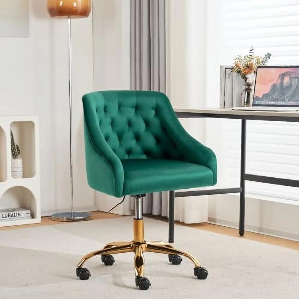 Velvet Office Chairs with Wheels Swivel Adjustable White J644