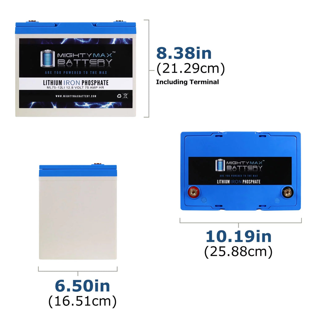 12V 75AH Lithium Replacement Battery 3 Pack O76060