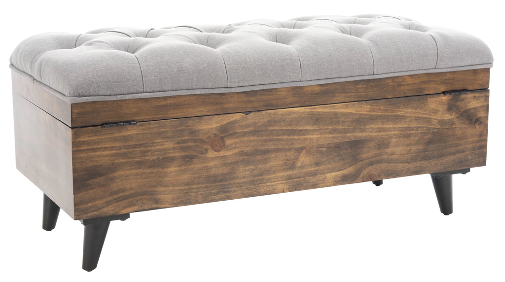 Grey Linen Storage Ottoman Q4341