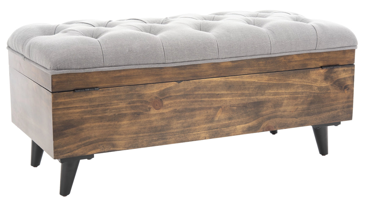 Grey Linen Storage Ottoman Q4341
