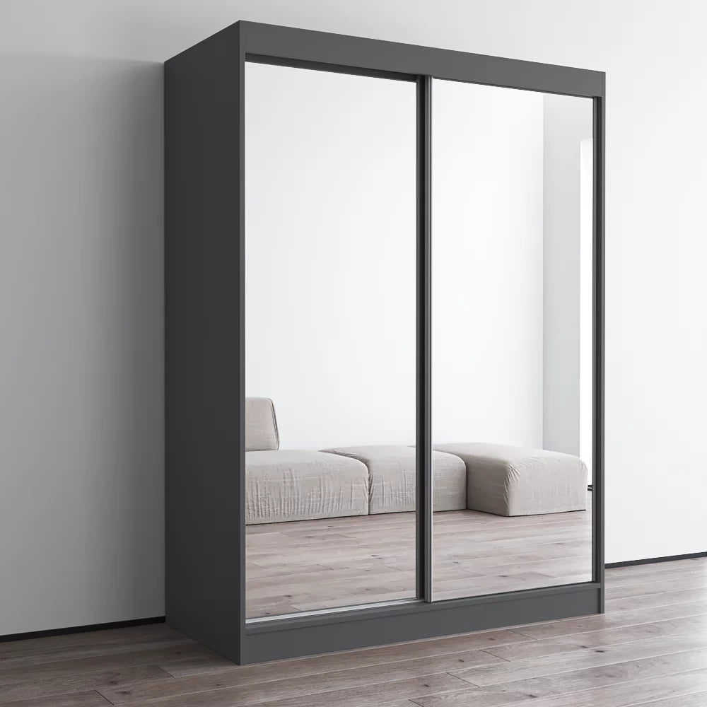 Gray 2 Door High Gloss Wardrobe Armoire Y6756