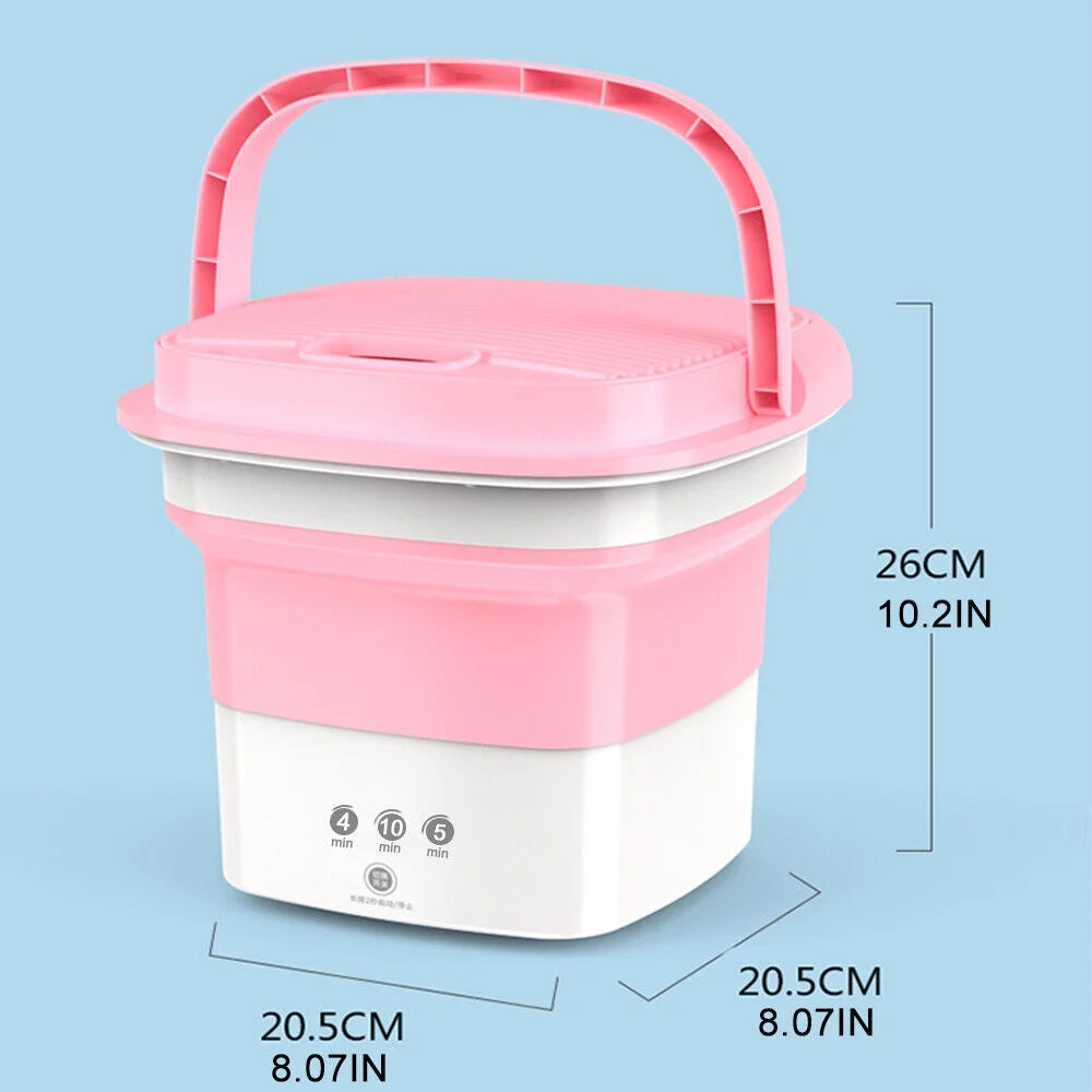 Mini Folding Portable Washing Machine with Dryer Bucket Pink Q7643