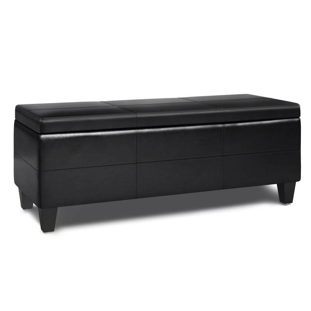 Midnight Black Storage Ottoman Bench B189