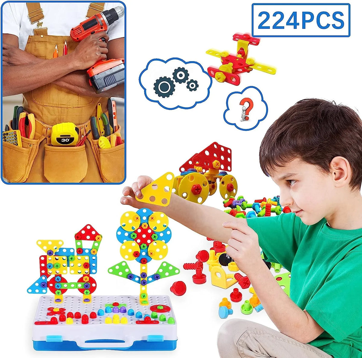 Mosaic Drill Set STEM 3D Construction Engineering Toys Z607
