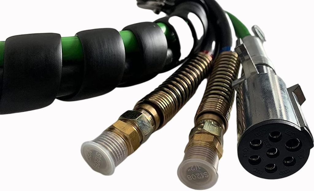 Semi Truck Trailer Tractor 3-in-1 Wrap Set ABS Air Power Line Hose Wrap 7 Way Electrical Rubber Air Hose Electrical Cable Wrap Air Line Hose 15' T118