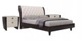 Wenge Beige Gloss Finish Tufted King Bedroom Set 3Pcs L42955