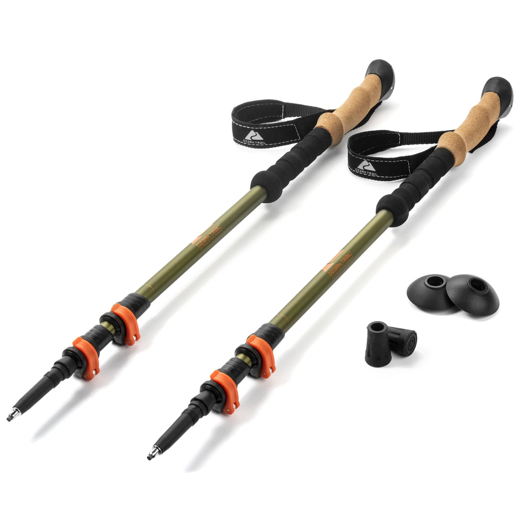 Aluminum Adjustable Quick Lock Trekking Poles Cork Grip 2-Pack Y6747