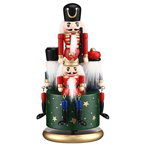 Nutcracker Music Box Wooden Nutcracker Soldier Toy Handmade Nutcracker Figures Christmas Nutcrackers Soldiers Wind up Musical Box Clockwork Christmas Music Box Z604