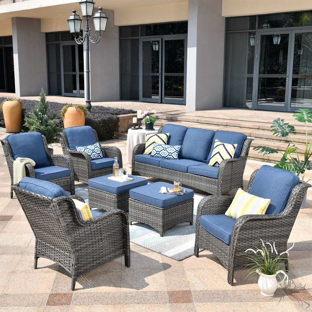 7 Pieces Wicker Rattan Sectional Sofa F28843