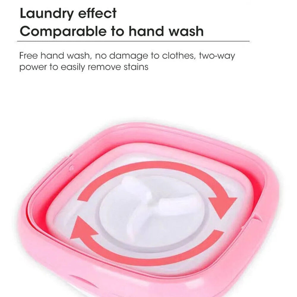 Mini Folding Portable Washing Machine with Dryer Bucket Pink Q7643