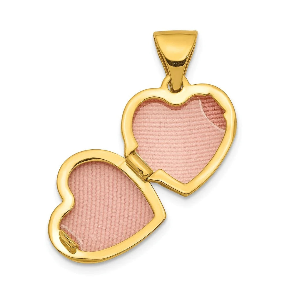 14k Gold 10mm Heart Locket Pendant Necklace F451
