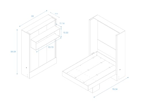 White Full Murphy Wall Bed with Shelf N467747