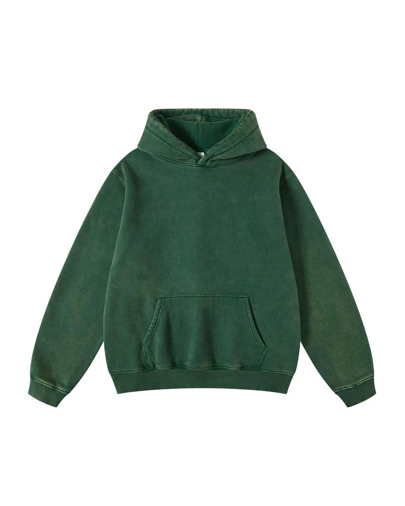 Oversized Acid Wash Hoodie Pullover W170949