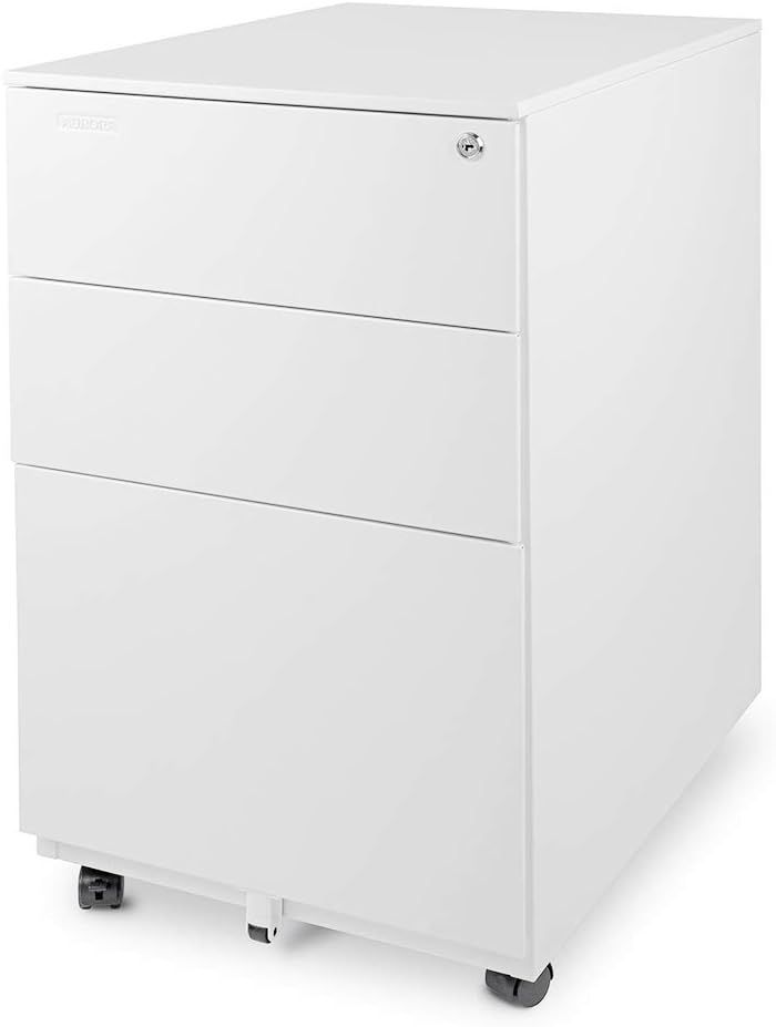 White 3 Drawer Metal File Cabinet with Lock L417
