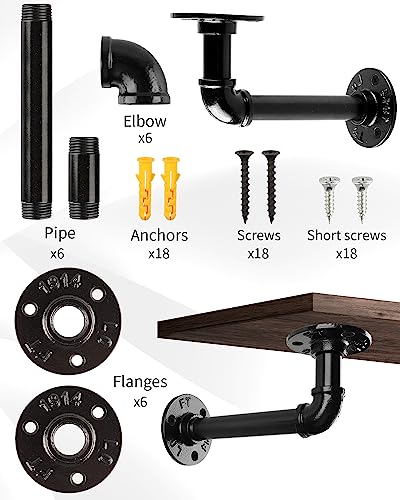 12 Pack Industrial Black Iron Shelf Brackets D4443
