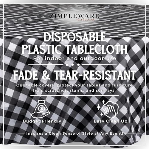 Red Gingham Checkered Plastic Round Tablecloth (12 Pack, 84in) N1882