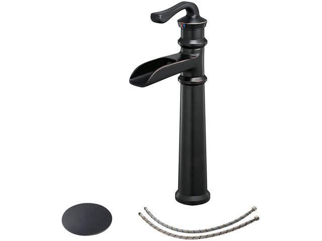 Tall Oil Rubbed Bronze Waterfall Vessel Sink Faucet with Pop Up Drain F57155