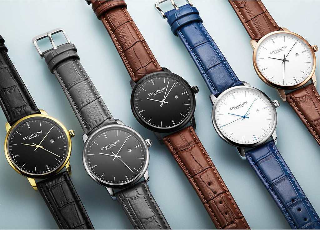 Black Gold Calfskin Leather Strap Analog Watch with Date O95387