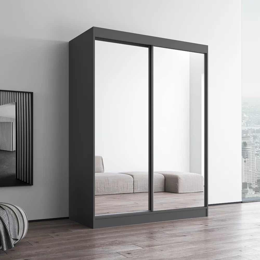 Gray 2 Door High Gloss Wardrobe Armoire Y6756