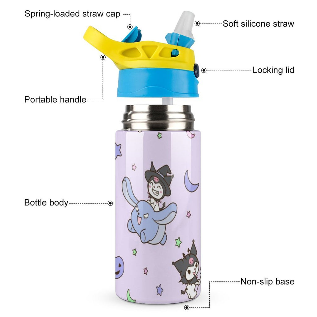 Children's Vacuum Insulated Stainless Steel Water Bottle With Straw H43074