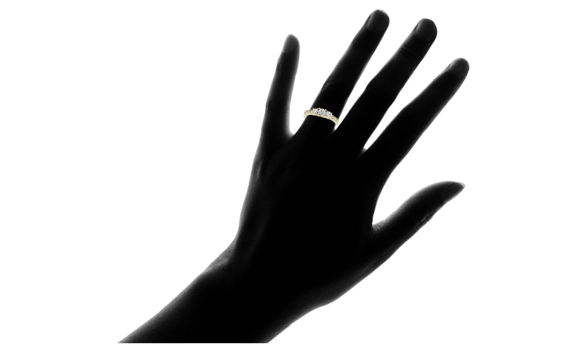 1 Ct 3-Stone Diamond Engagement Ring 10K Yellow Gold S3376