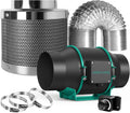 6 Inch 350CFM Inline Fan with Temperature and Humidity Controller, Carbon Filter, and 33 Feet of Ducting Combo I404355