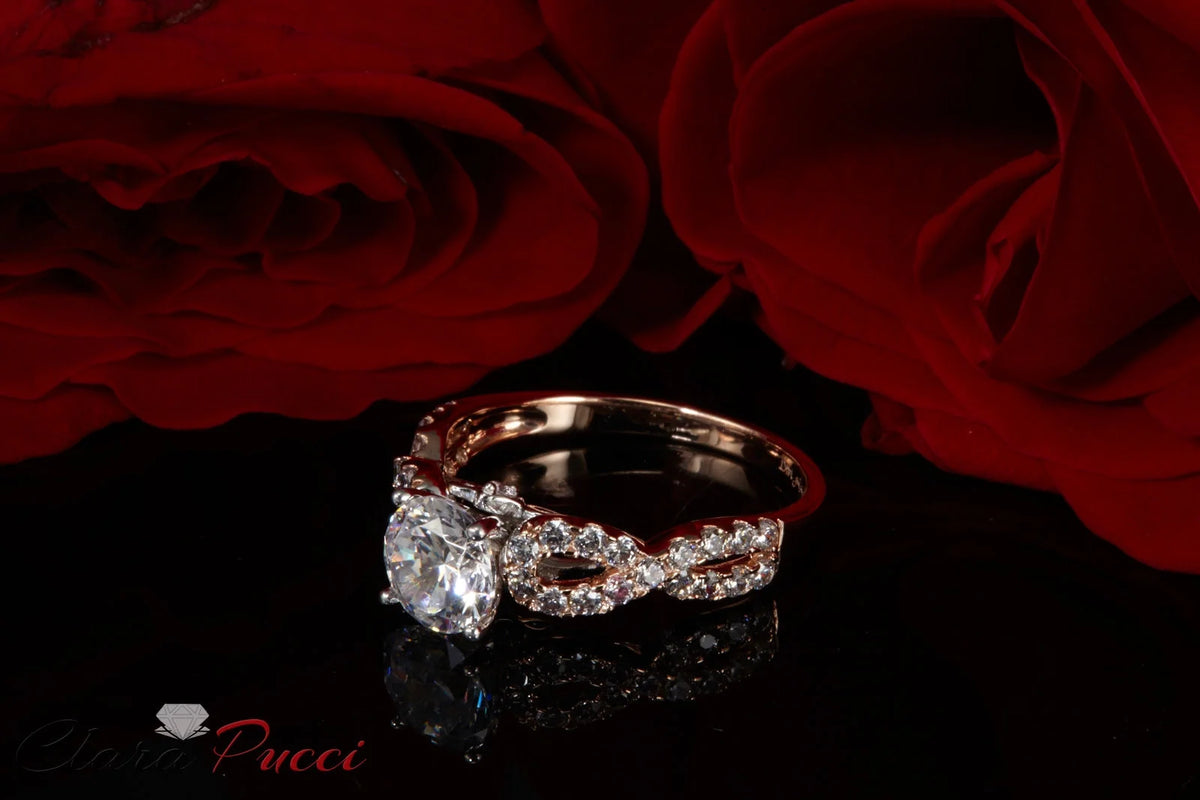 14k Rose White Gold White Sapphire Ring Size 5.25 Q540492