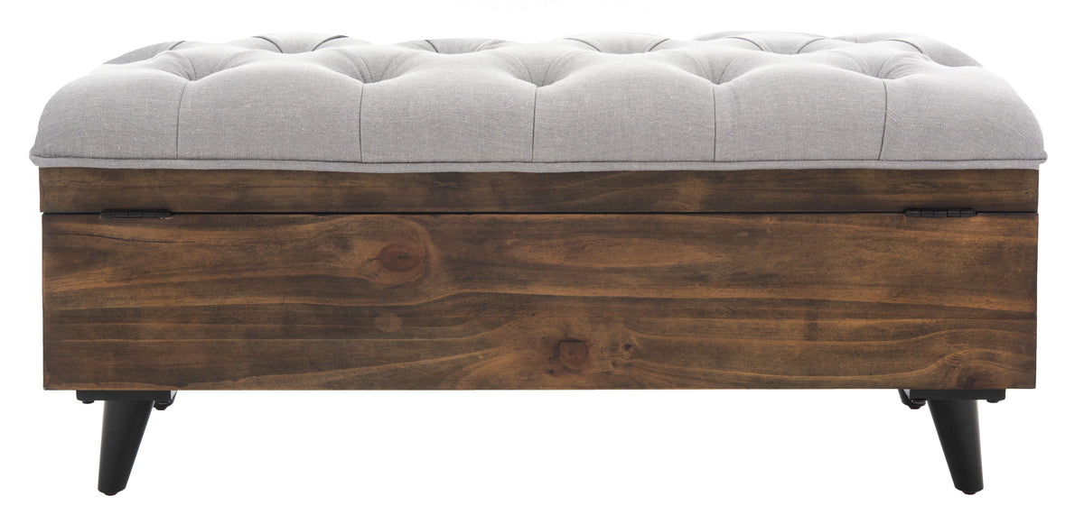 Grey Linen Storage Ottoman Q4341