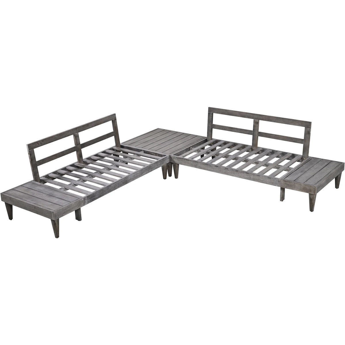 Grey Beige 3 Piece Wood Conversation Set with Coffee Table M1500