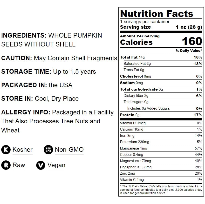 Raw Pepitas Pumpkin Seeds, 2 Pounds N66512