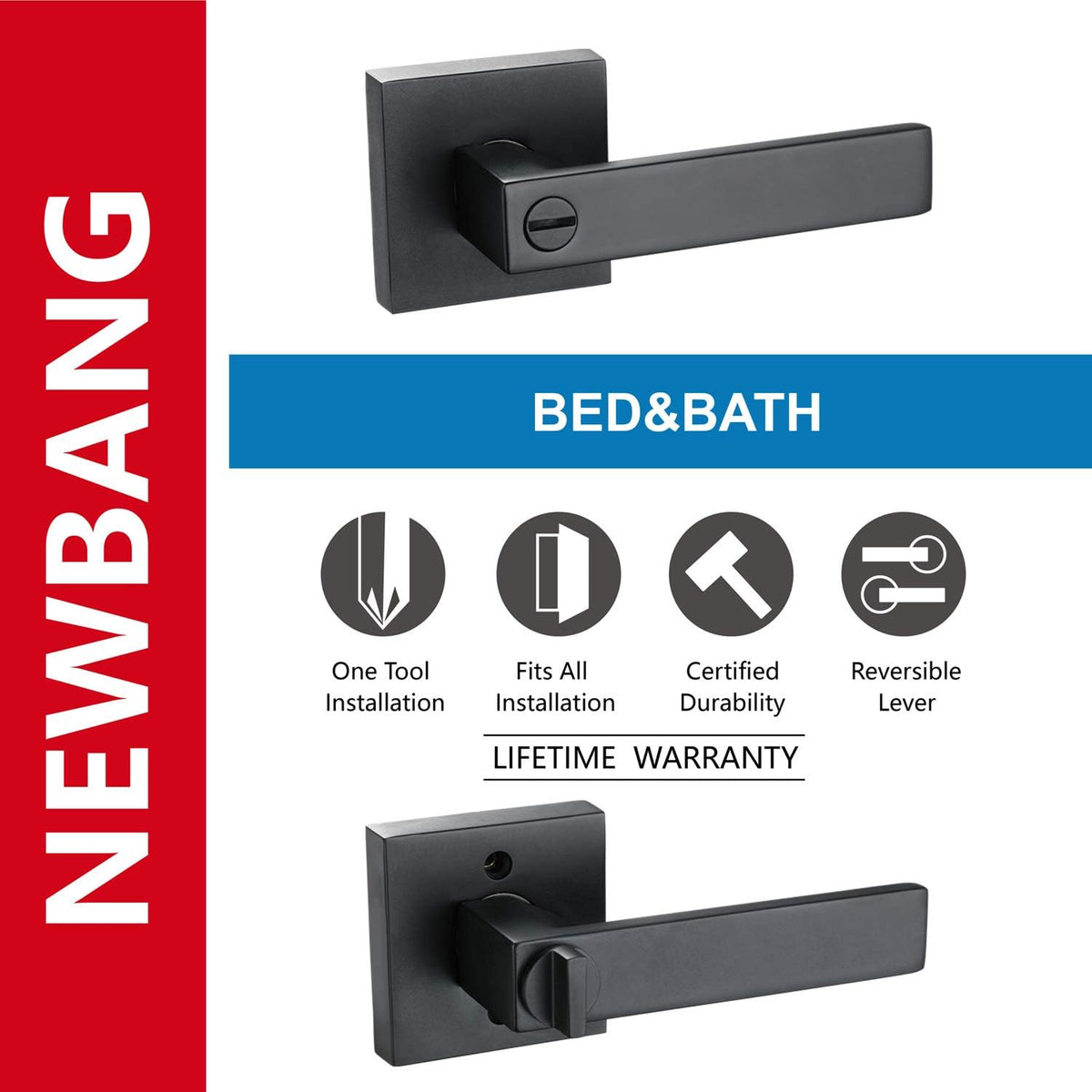Matte Black Door Lock Lever Handle 4 Pack L968