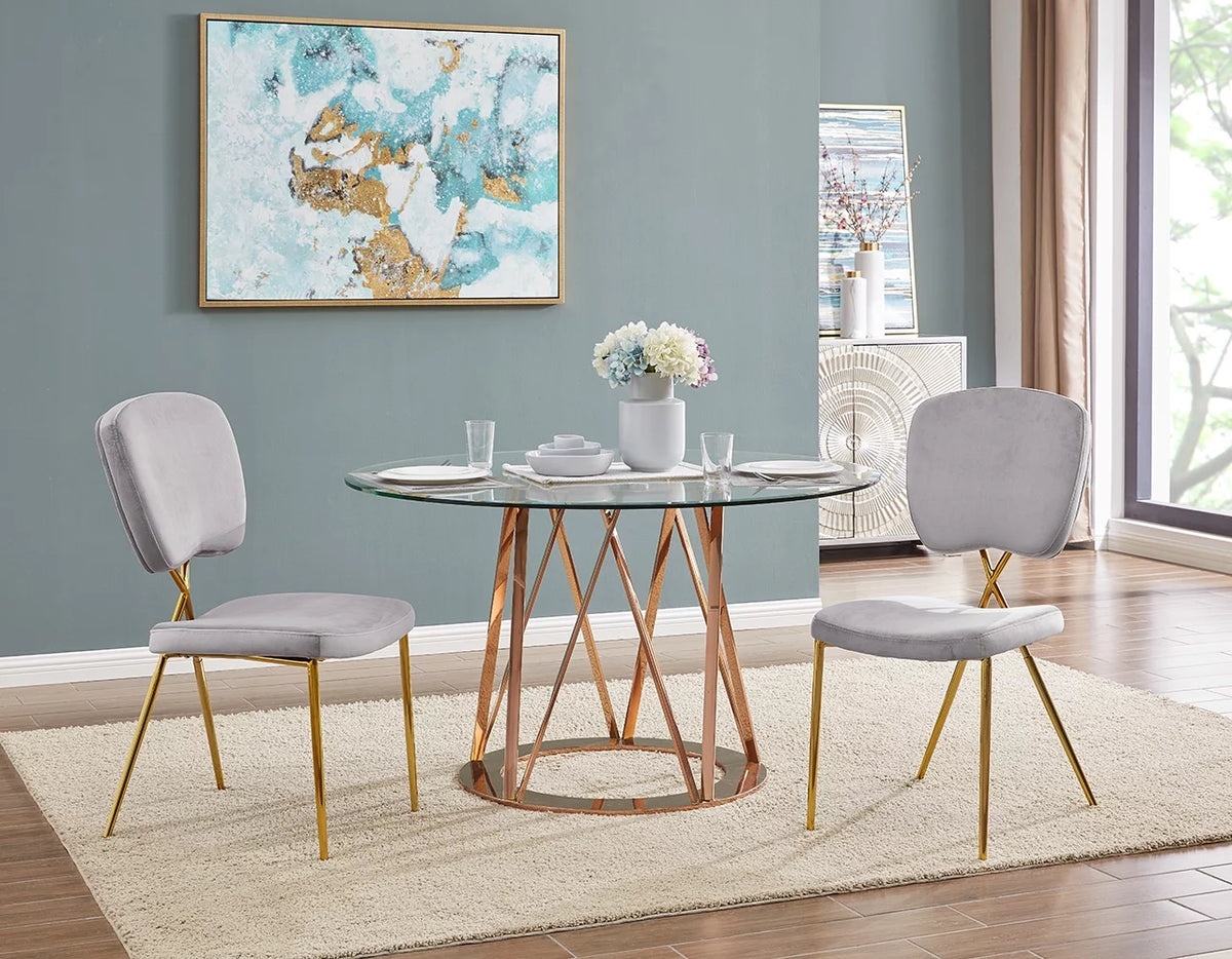 Velvet Upholstered Dining Chair Set of 2 A718901