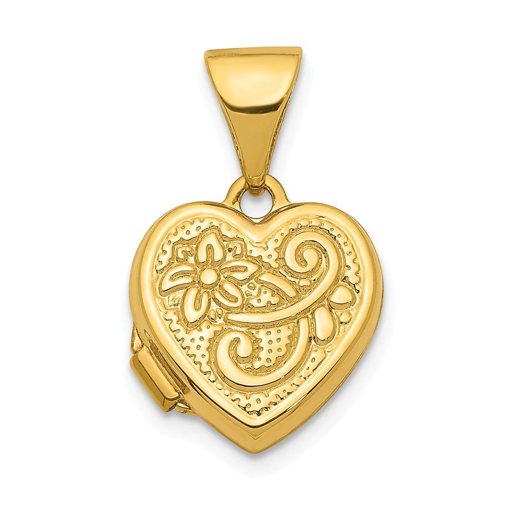 14k Gold 10mm Heart Locket Pendant Necklace F451